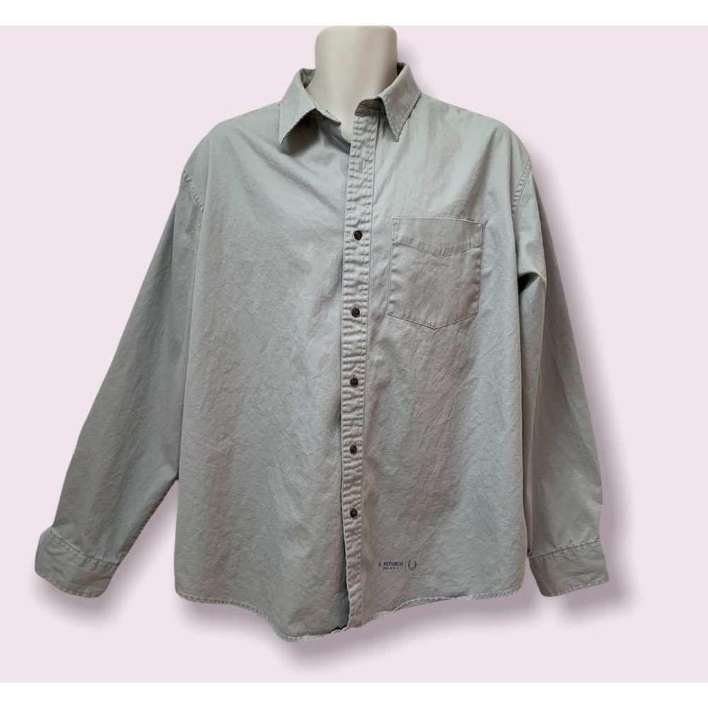 Banana Republic Work Shirt XL 100% Cotton Twill Long Sleeve Putty